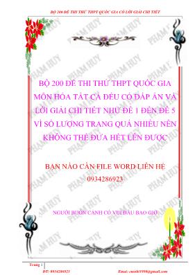 Bộ 200 đề thi thử THPT quốc gia môn Hóa
